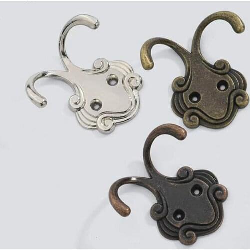 Antique Chinese Clothes Hooks Creative White Coat Wall Hanging HooK Bathroom Indoor Bathroom Indoor Double Black Row Hooks Black