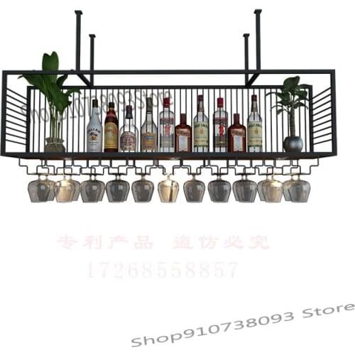 Bar counter wall cabinet wrought iron rack bar hanging red wine glass creative wine rack decoration household wine cabinet hange