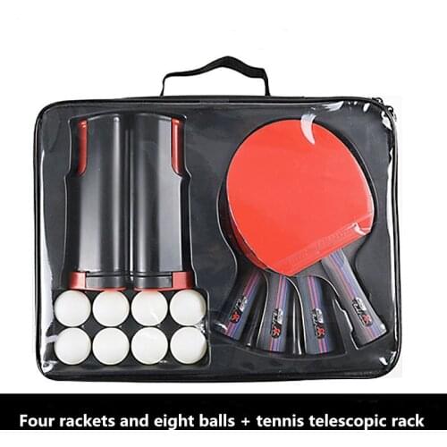 Four-Beat Eight-Ball With Telescopic Net Rack, Table Tennis Racket Set, Indoor Sports Multiplayer Entertainment