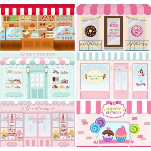 Dessert House Cake Scene Children Cartoon Backdrops Photo Background Decorations for Girls Birthday Party Photography Photocall