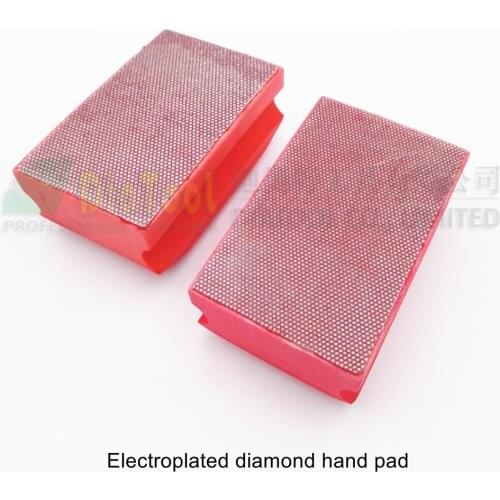 DIATOOL 2pcs/pk Dotted Electroplated Diamond Hand Polishing Pad 90X55MM #200 Hard Foam-backed Hand Pad