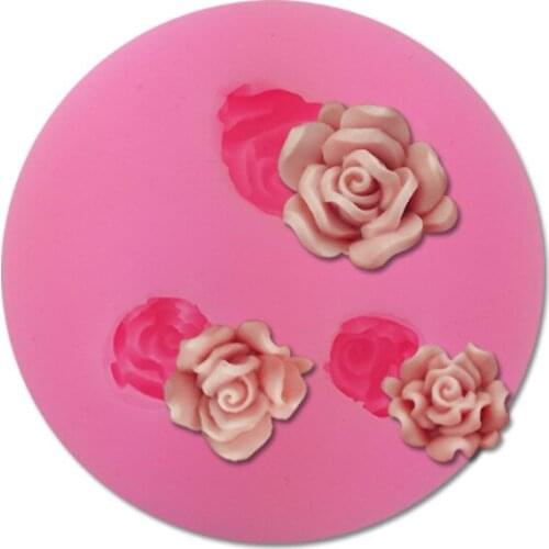 Three-size rose silicone mold chocolate sugar cake baking mold gypsum mold hand-made soap drop glue