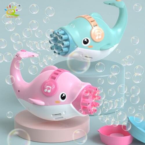 HUIQIBAO Dolphin Automatic Soap Bubble Gun Kids Water Gun Summer Outdoor Games Electric Bubbles Machine Blower Children Toys