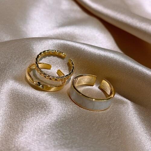 Korean Fashion Simple Three-Piece Set Ring Female Korean Personality Trendy Index Finger Ring Opening Adjustable Ring Jewelry