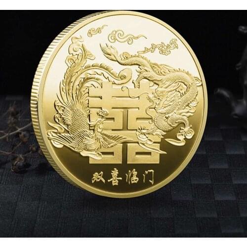 Fu Lu Shou Cai Chinese Traditional Culture Collection Double Luck Arrive By The Dragon and The Phoenix Commemorative Coin
