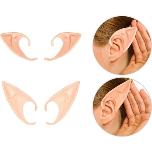 1Pair Halloween Party Latex Elf Ears High Simulation Soft Harmless False Ears Props Used In Anime Fairy Cosplay Christmas Decor