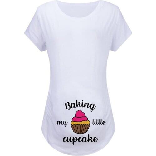 Summer Maternity Wear Short Sleeve Maternity T-Shirt Maternity Long Loose T-Shirt Printed Plus Size Maternity Pregnant