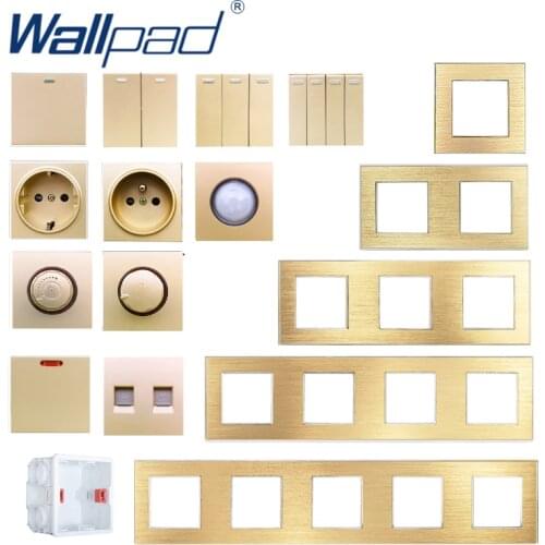 Metal Frame DIY Champagne Gold Switch Free Combination Wallpad Gang Push Button Rocker Dimmer Fan IR Sensor Switch