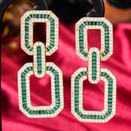 Missvikki Geometric Square Pendant Earrings Gorgeous Shiny for Women Girl Bridal Noble Gift High Quality 2020 New Design