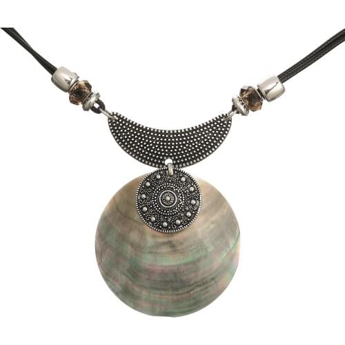 Fashion Retro Jewelry Big Shell Pendant Vintage Necklace for Women Gift Dropship