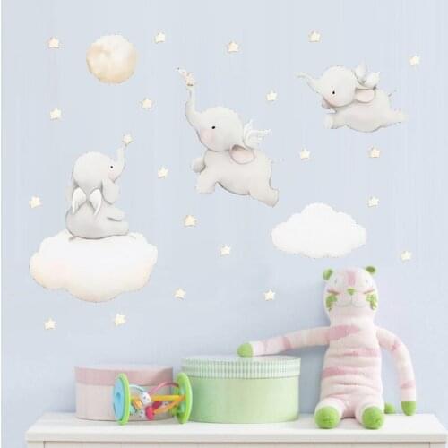 Cartoon Wall Stickers for Boys Girls Room Decoration Animal Sticker Nordic Kids Bedroom Nursery Wall Decals DIY Home Decor Mural