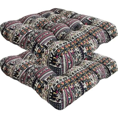 Meditation Cushion Set Of 2,Meditation Pillow,Mandala Flower Floor Pillow,Square Seat Cushion Yoga Pouf Seating 22 Inch