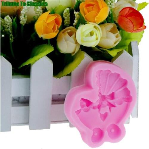 New 3d DIY Baby car and Bow silicone fondant cake mold cookie candy soap bake decorating mould Cake Decorating Tools