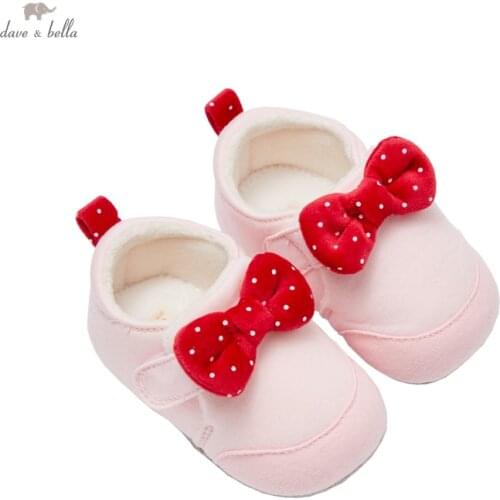 DB19440 Dave Bella autumn baby girls fashion bow dots first walkers new born shoes