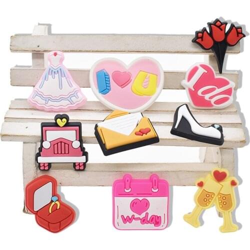 10pcs Shoe Charms Wedding Ring and Champagne Shoe Decoration for Sandals & Bracelet Wristband Party Girls Women Gifts