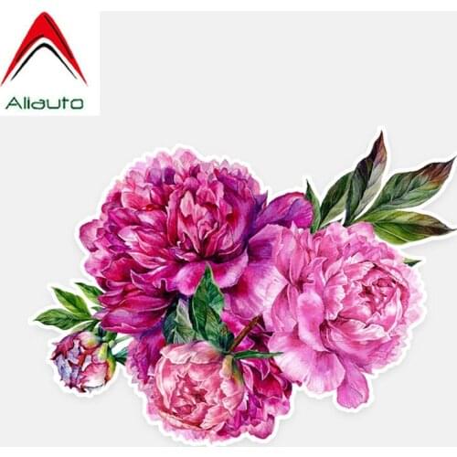 Aliauto Cover Scratch Car Sticker Beautiful Peony Flowers Modelling Decor High Quality Graphic Accessories PVC Decal,14*10cm