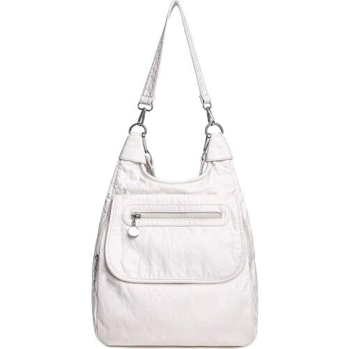 Simple Multifunctional Girl Bag Fashion Solid Color Craft Designer Bag Luxury PU Leather Travel Backpack Retro Girl Shoulder Bag