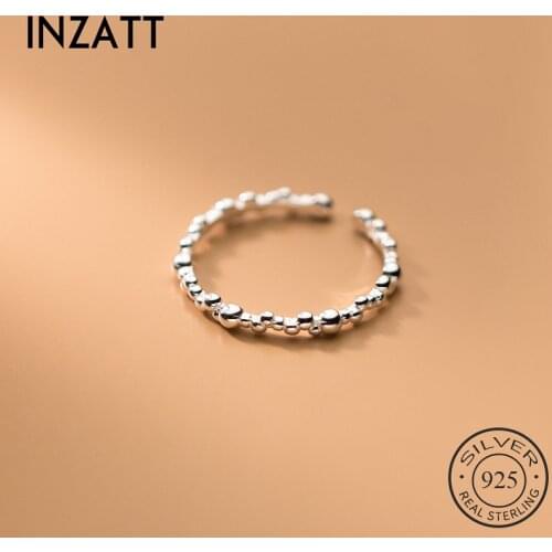 INZATT Real 925 Sterling Silver Stack Bead Adjustable Ring For Fashion Women Party Fine Jewelry Hiphop Minimalist Accessories