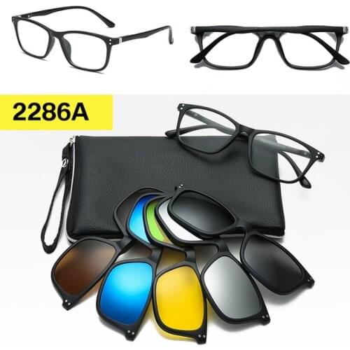 Luxury Magnet Clips Glasses Mens Prescription Eyeglasses Polarized Magnetic 5+1 Sunglasses Women Spectacle Frame Night Vision