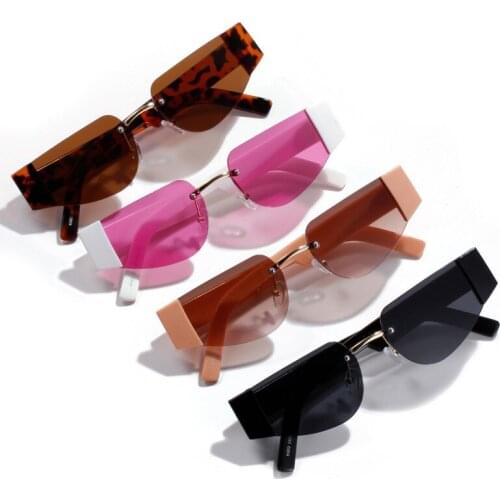 Korean Style Retro Personality Design Borderless Cat-Eye Sunglasses Eyewear New 2020 Blue Light Blocking Glasses