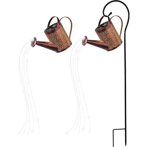 LED Solar Kettle Light Hollow Watering Can Fairy String Lamp Garden Decor