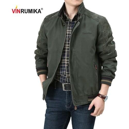Plus Size M-5XL 2020 Spring Autumn Mens Casual Brand High Quality 100% Cotton Khaki Jacket Coat Man Army green Jackets Coats