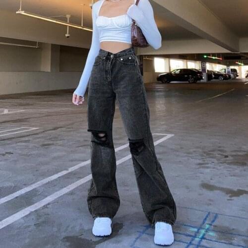 2021 High Waist Jeans Women Straight Leg Loose Jean Pants Casual Wash Denim Trousers Fashion Streetwear Baggy Pants