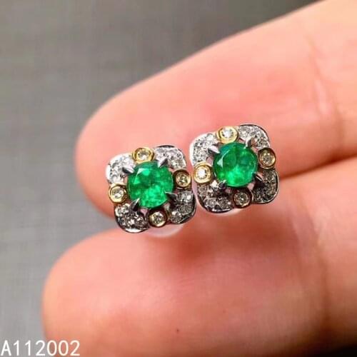KJJEAXCMY fine jewelry natural Emerald 925 sterling silver women earrings new Ear Studs support test luxury trendy