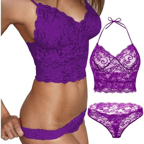 Women Lingerie Sets Lace Bra Set Sujetador Transparent Through Bra And Panty Set Lenceria Mujer Femenina Underwear Sexy Bra Set