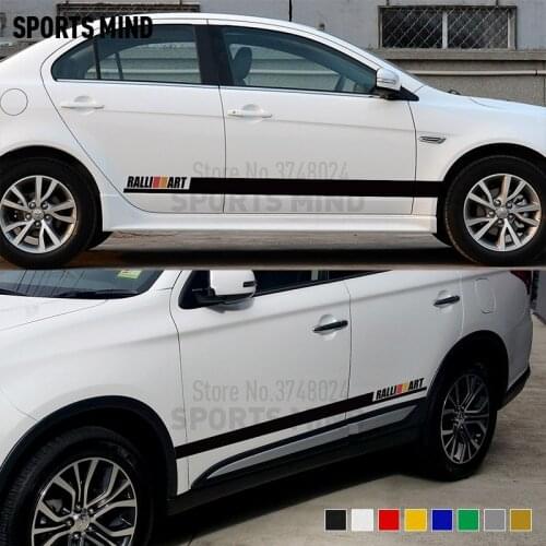 1 Pair Vinyl Car-Styling Ralli art For Mitsubishi Outlander Asx Lancer ex Pajero L200 colt JDM Accessories Door Stickers Decals