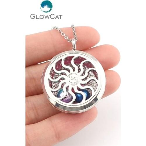 1PC (50cm chain is free) 30mm Round Magnetic Living Memory Sun Locket for Charms Floating Locket Pendants K1190
