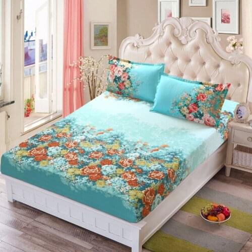 1 Piece Spring Floral Fitted Bed Sheet (Sheet Only) Sanding Polyester Fitted Sheet For Children Adults XF630-14