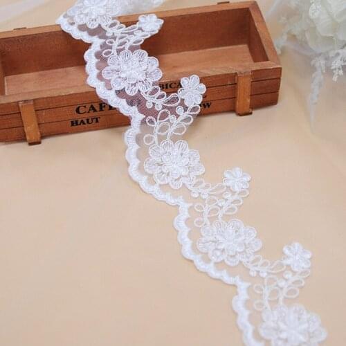 10 Yards Vintage Embroidered Flower Floral Lace Edge Trim Ribbon Wedding Applique DIY Sewing Craft,8.5CM Widths