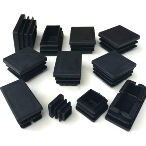 10pcs Rectangle Black Plastic Blanking End Cap Tube Pipe Insert Plug Bung Chair Table Feet Cap 10x10~100x100mm