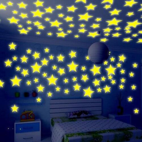 100 Pcs Wall Stickers Decal Glow In The Dark Baby Kids Bedroom Home Decor Color Stars Luminous Fluorescent Wall Stickers Decal