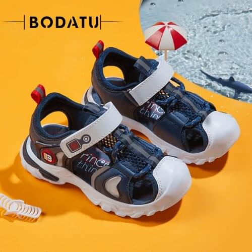 2021 Boys Sandals Summer Sport Beach Shoes Protective Toe Design Wear-resistant Breathable Casual Sandals Fashion Girls Shoes