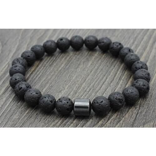 8mm bg442 adjusted rope Yoga howlite labradorite map Stone white black volcanic lava stone bead Bracelet Magnetite Bangles