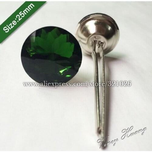 Free shipping 100PCS/LOT 25MM GREEN Redbud Crystal Glass Prongs, Crystal Buttons, Upholstery Sofa Buttons, Headboard Buttons