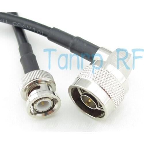 Freeshipping! RG58 cable N male plug right angle to BNC male plug RF Pigtail coaxial jumper cable 20inch 50CM Wholesale