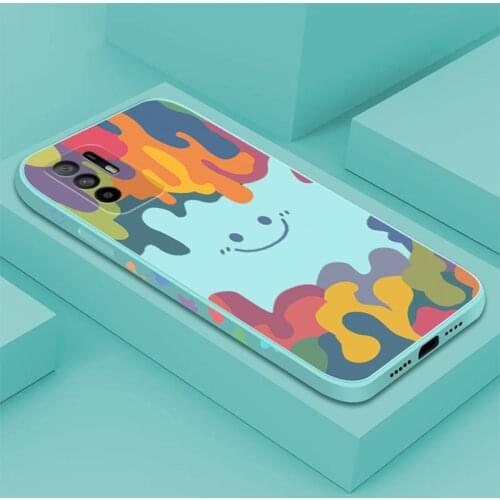 Cute Smile Case For OPPO A95 A93 A72 A73 A55 A53 A33 A32 A15 A52 Soft Silicone Lace edge strip Phone Cover For OPPO K9 K5