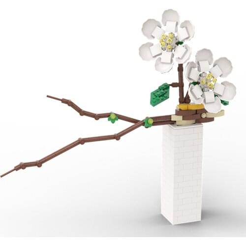 Colorful Phalaenopsis Vase Flowers Bouquets Plants Building Blocks Potted Blossom Ornaments Decoration Model Bricks DIY Kid Toys
