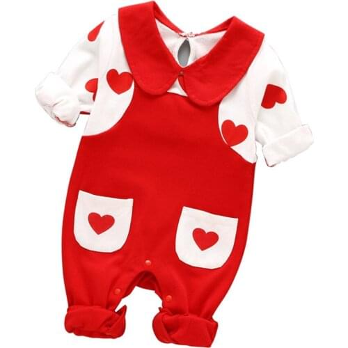 Heart Design Newborn Girl Rompers Cotton Baby Toddlers Cute Girls Outfits Fashion Infant Outdoor Clothes