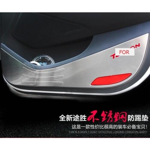 For Hyundai Tucson 2015 2016 Car Stainless Steel Door Anti-Kick Pad Door protection Cover Decoration Car-styling