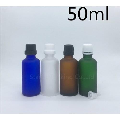 Travel bottle 50ml Green blue amber transparent frosted Glass Bottle, Vials Essential Oil Bottle with tamper evident cap
