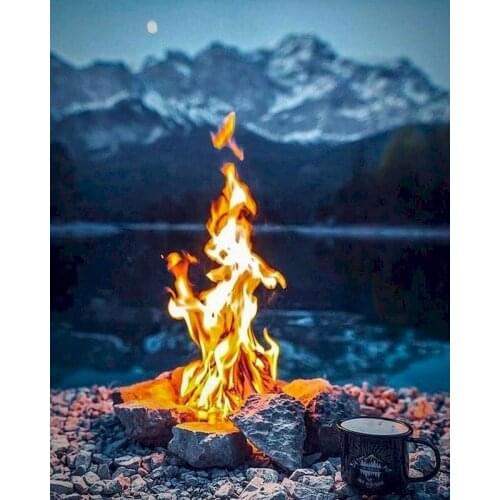 GATYZTORY Painting By Numbers Night Bonfire Acrylic Unique Gift Pictures By Number Kits Home Decoration