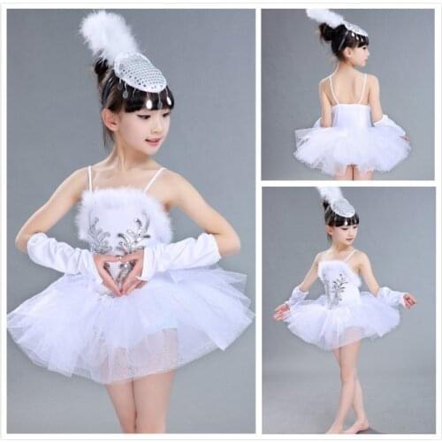 Girl Gymnastics Dance Dress Children Ballet Tutu Sleeveless Swan Dance White Kids Gymnastics Leotard Skirt Dresses Outfits 18