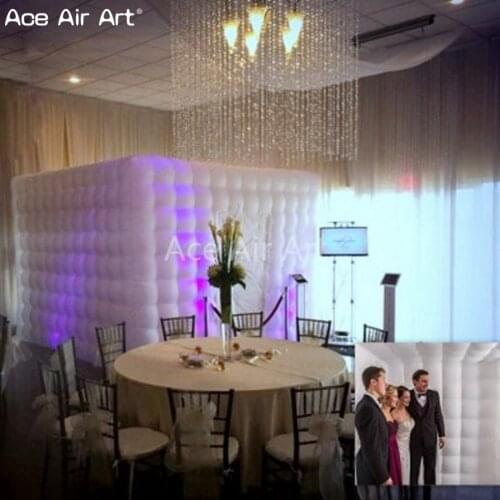 Hot promotion 3x3m inflatable photo booth,wedding social photo kiosks with 12 pcs spotlights in Mexico by professional factory