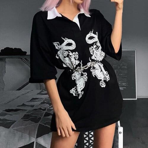 Gothic Dark Dragon Print Blouses Women Vintage Gothic Shrits Spring Grunge Punk Aesthetic Harajuku Shirt Women Cloting 2021