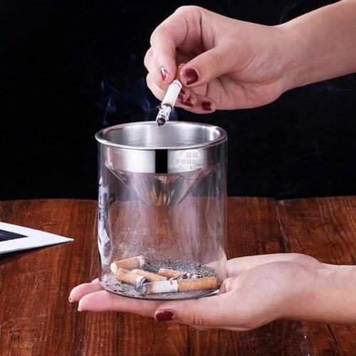 Personality Anti-fly Ash Multifunctional Glass Ashtray with Cover Ashtrays