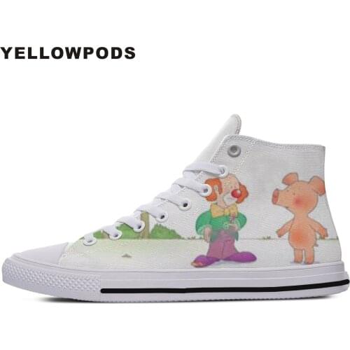 Personality Mens Casual Shoes Hot Cool Handiness Cartoon Funny Kawaii Wibbly Pig Cute Cartoon Custom Sneakers White